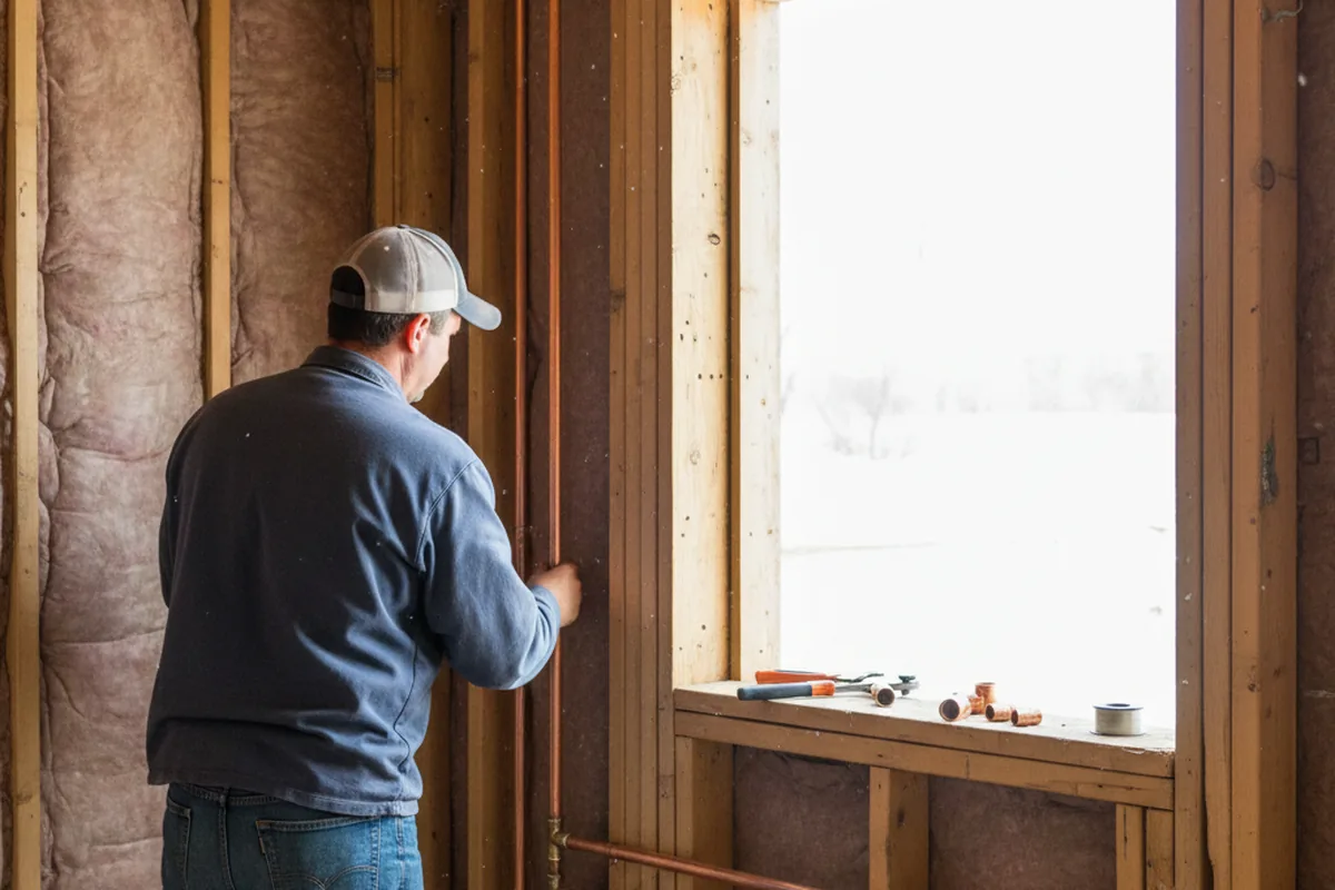 Licensed plumber running new copper supply lines in a New Haven home